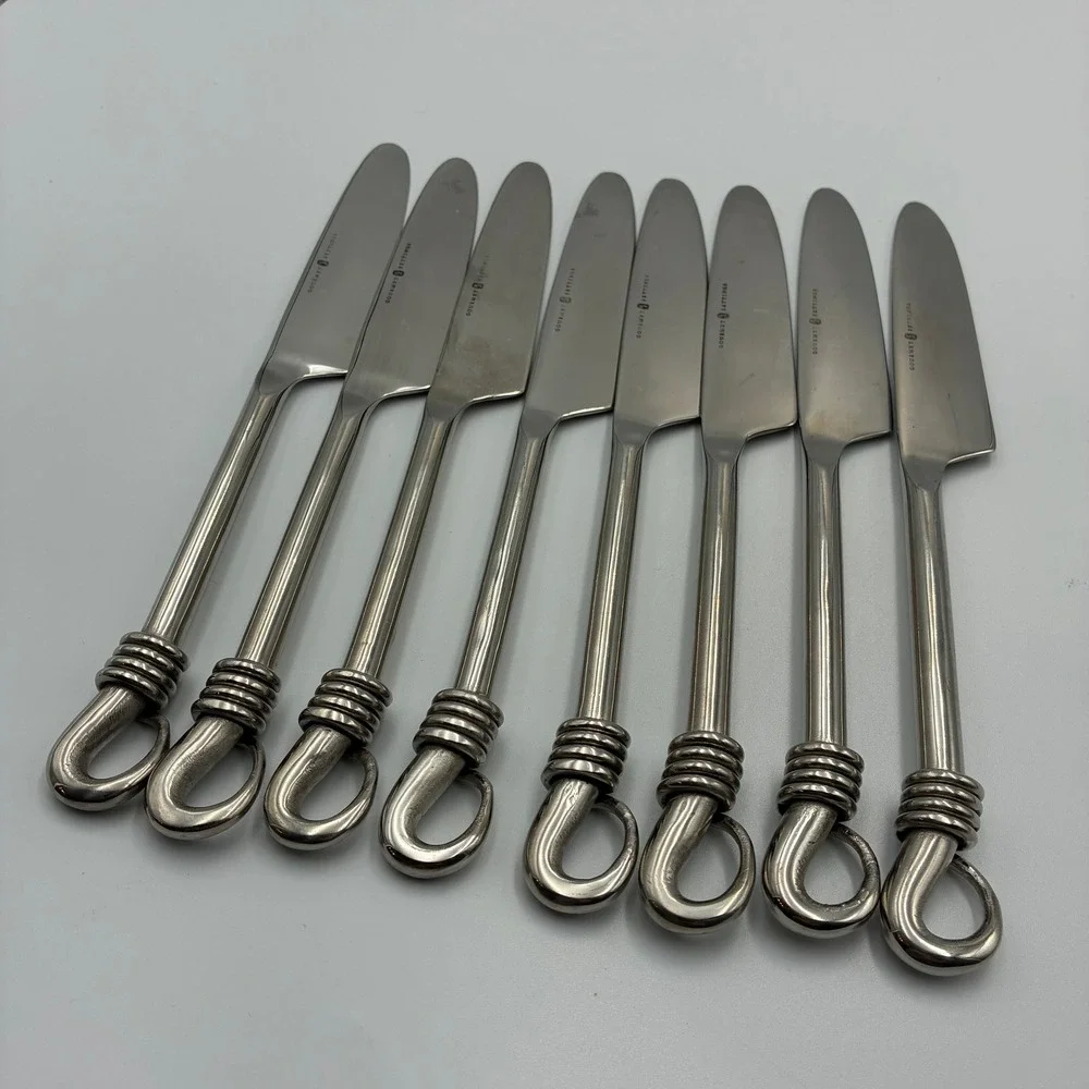 Gourmet Settings Twist and Shout Dinner Knives Stainless Steel Set of 8 9.5in